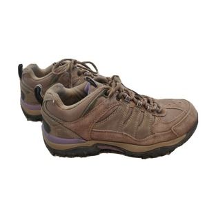 Coleman Women's Hiking Shoes Size 7 Brown Lace Up Sneakers Purple Accents A